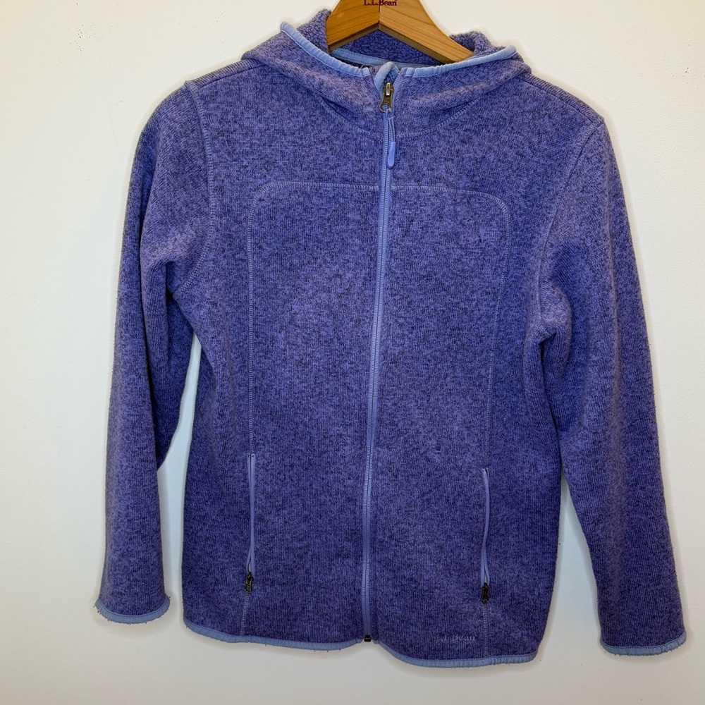 L.L. Bean Kids Purple Hooded Fleece Sweater Fleece 14-16